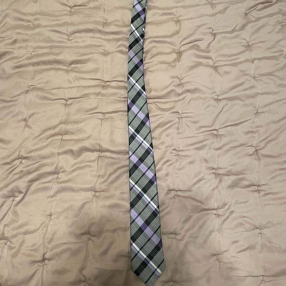 Plaid Tie in Purple and Black